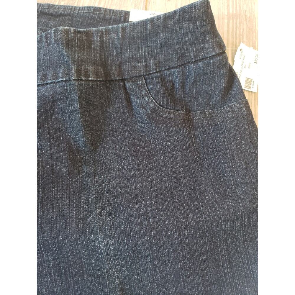 Slim Sation 20 W Tummy Control Pants Wide Band Crop Blue Tummy Control Jeans - Picture 2 of 9